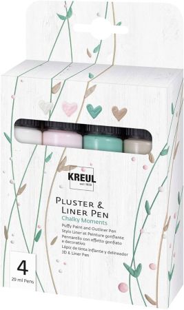 KREUL Puffy Paint and Outliner Pen Set of 4 Chalky Moments
