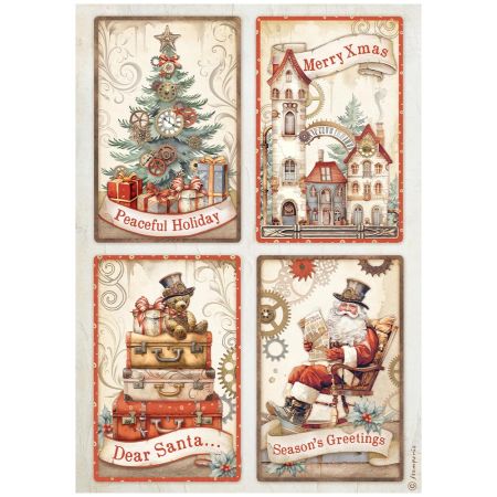 STAMPERIA -  Gear up for Christmas 4 cards - Оризова декупажна хартия A4