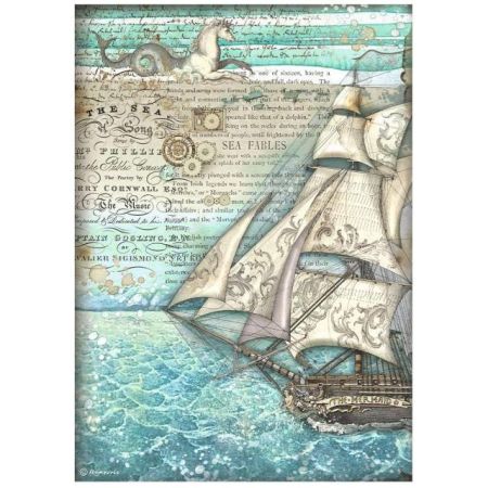 STAMPERIA, A4 Rice Paper  Songs of the Sea sailing ship