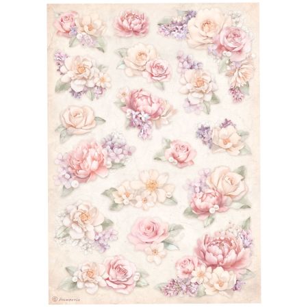 STAMPERIA, A4 Rice Paper  Romance Forever floral background