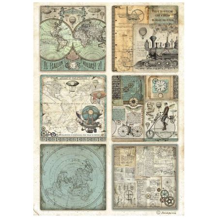 STAMPERIA, A4 Rice Paper  Voyages Fantastiques 6 cards