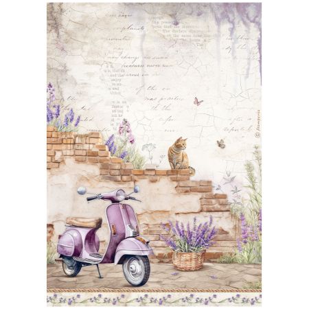 STAMPERIA, A4 Rice paper packed - Lavender Vespa