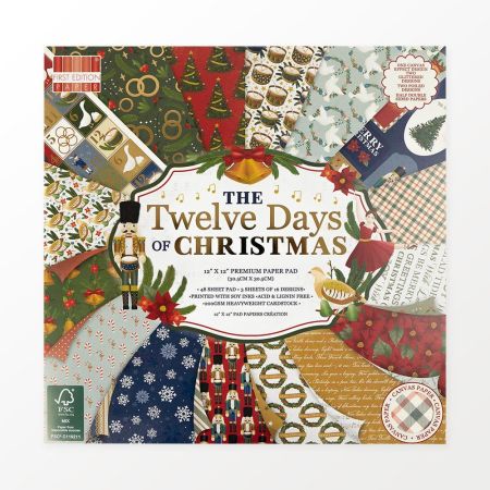 Twelve Days of Christmas 12x12 Inch Paper Pad  - Дизайнерски скрапбукинг блок 30.5 x 30.5 cm /48 листа