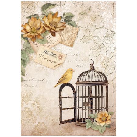 STAMPERIA, A4 Rice Paper  Golden Harmony cage