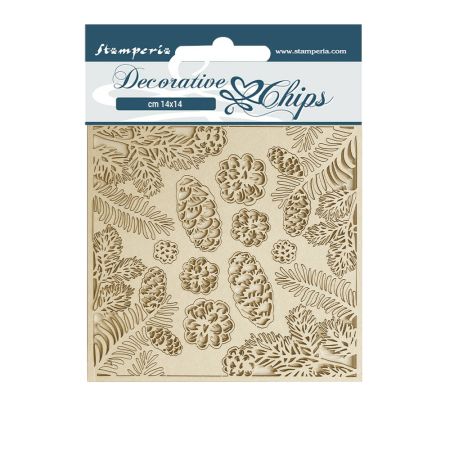 Decorative Chips Romantic Christmas pinecones - Чипборд 3D елементи 14 х 14 см.