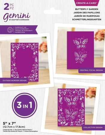 GEMINI, 3-in-1 Butterfly Garden Create-a-Card Dies - Щанци за рязане 