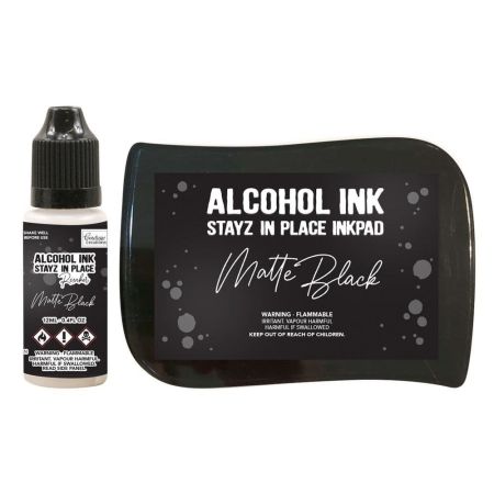 Stayz in Place Alcohol Ink Matte Jet Black Pad+Reinker