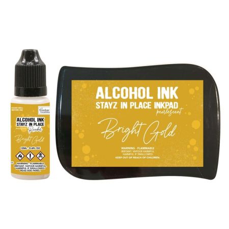 Stayz in Place Alcohol Ink Pearlescent Bright Gold  Pad+Reinker