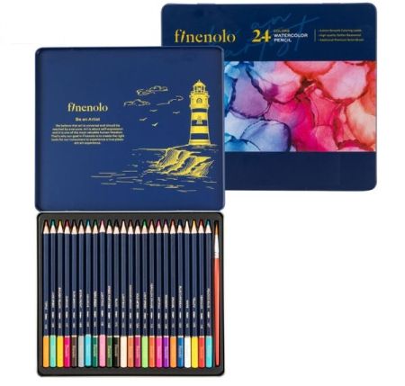 FINENOLO watercolor pencils 24 - Акварелни моливи 24цв метална кутия