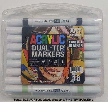 ART STUDIO  ACRYLIC MARKERS  18 - Двувърхи акрилни маркери  BRUSH / F 18бр