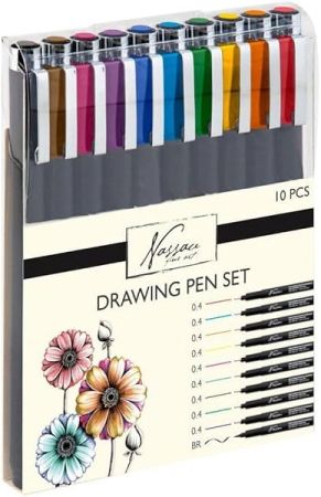 NASSAU DRAWING FINE LINERS COLOURED   10  SET  - Профи комплектцветни тънкописци 10бр 