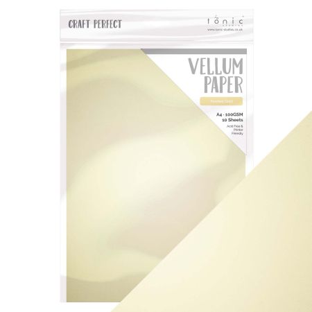 Tonic Studios • Vellum Paper Pearled gold А4 - Паус Злато - 10 бр.