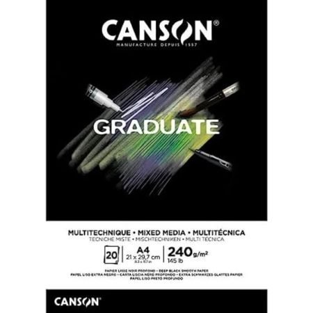 Canson Graduate Mix Media Pad Glue - Скицник А4 с 20 л. черни 240 гр.