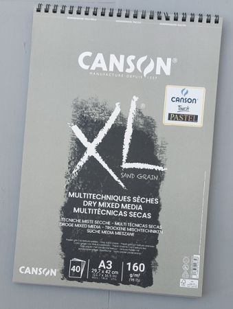 Canson XL TOUCH Sand Grain PAD 160gsm - Скицник паастел А3  40л.  160г - Сив