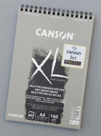 Canson XL TOUCH Sand Grain PAD 160gsm - Скицник пастел А4  40л.  160г - Сив