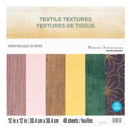 Textile Textures 12x12 Inch Paper Pad  - Дизайнерски блок 12"х12" / 48листа 