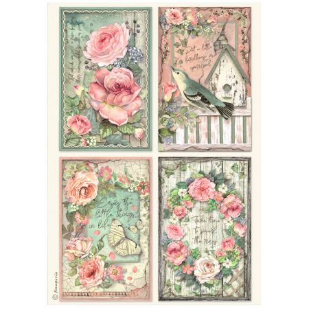 STAMPERIA - House of Roses 4 cards - Оризова декупажна хартия A4