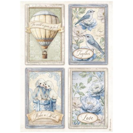 STAMPERIA, A4 Rice Paper - Timeless 4 cards