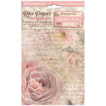 STAMPERIA - Rice paper A6 - Shabby Rose - Оризова декупажна хартия A6, 8 различни модела