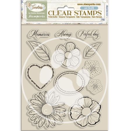 Acrylic stamp cm 14x18 - Timeless flowers and hearts