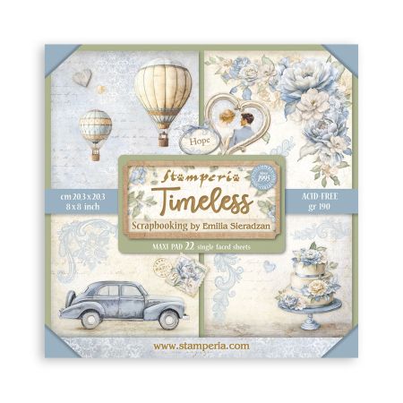 SCRAPBOOKING PAD 22 SHEETS CM 20,3X20,3 (8"X8") Single Face Timeless
