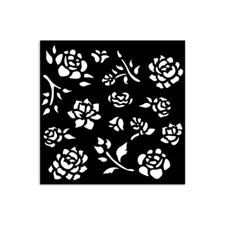 Stamperia, Timeless buds pattern - Плътен шаблон за многократна употреба 12 x 12 cm.