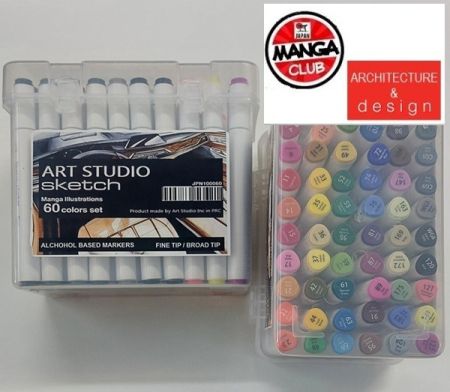 АЛКОХОЛНИ двувърхи маркери ART STUDIO комплект 60цв 