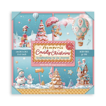 SCRAPBOOKING PAD 22 SHEETS CM 20,3X20,3 (8"X8") Single Face, Candy Christmas