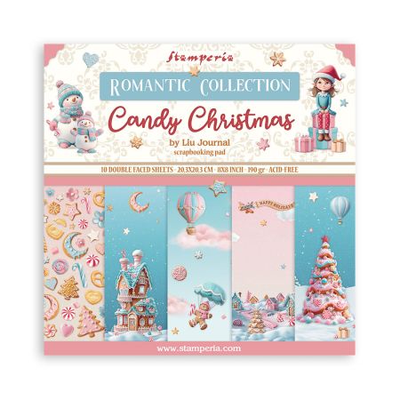 SCRAPBOOKING SMALL PAD 10 SHEETS CM 20,3X20,3 (8"X8") - Candy Christmas