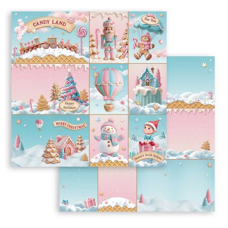 STAMPERIA, Candy Christmas cards 12x12 Inch Paper Sheets