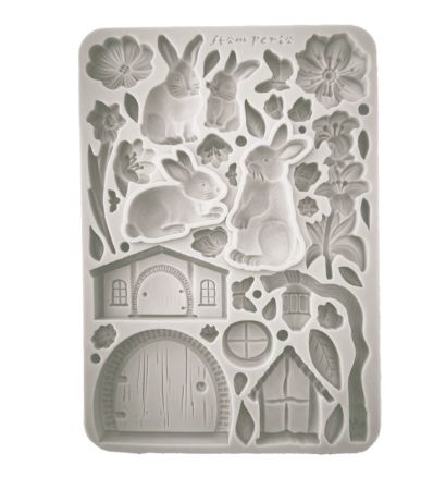 Silicon mold A5 - Rabbit and flowers