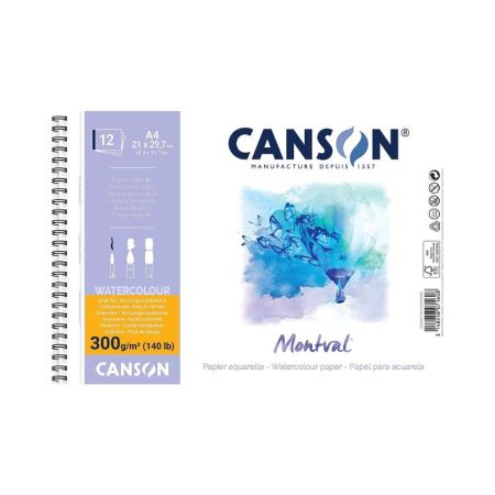 АКВАРЕЛЕН блок СПИРАЛА CANSON MONTVAL PAD 300g CP 12л A4 300g