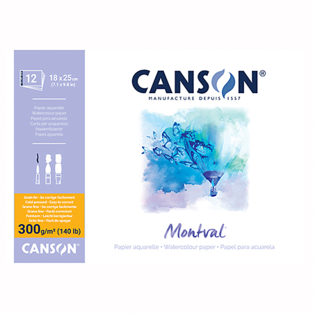 АКВАРЕЛЕН блок CANSON MONTVAL PAD 300g CP 12л 18x25