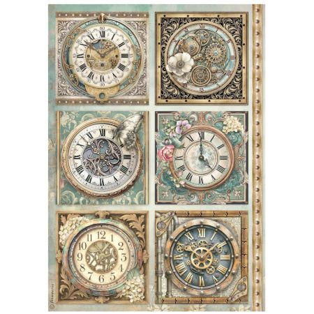 STAMPERIA - Gardens of Time 6 clocks - Оризова декупажна хартия A4
