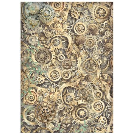 STAMPERIA - Gardens of Time gears pattern - Оризова декупажна хартия A4