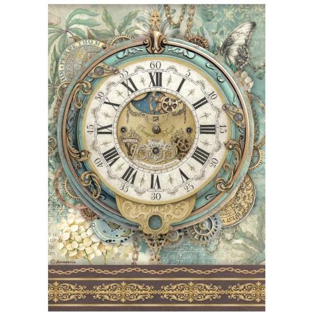 STAMPERIA - Gardens of Time big clock - Оризова декупажна хартия A4