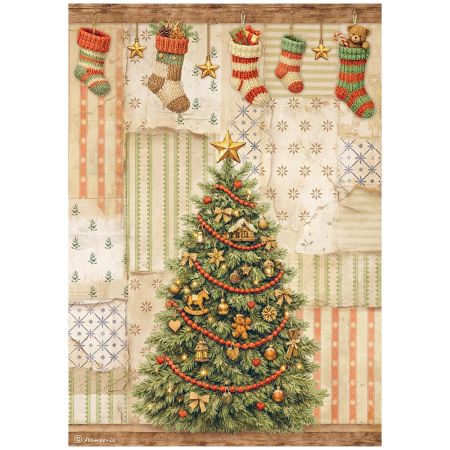 Printed A4 Rice paper for Art and Craft - Silent Night Christmas tree