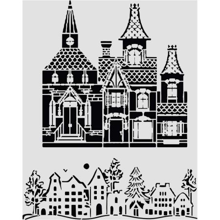 Stamperia, Cut laser stencil for Art and Craft cm 20X25 - Christmas house