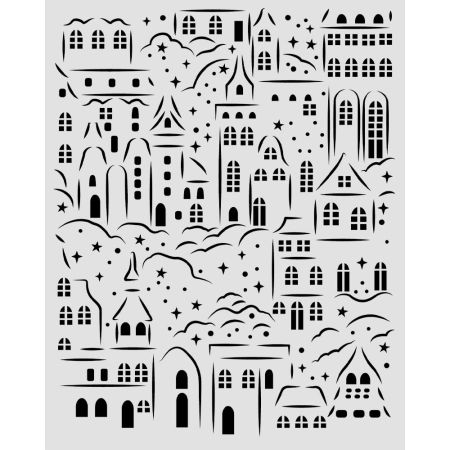 Stamperia, Cut laser stencil for Art and Craft cm 20X25 - Christmas village