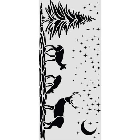 Stamperia, Cut laser stencil for Art and Craft cm 12X25 - Christmas deers