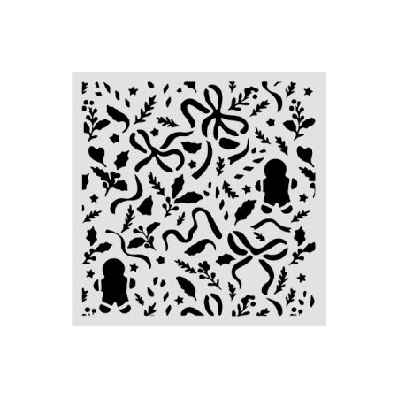 Stamperia, Cut laser stencil for Art and Craft cm 12X12 - Christmas ribbons and gingerbread