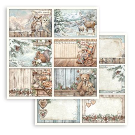STAMPERIA, 12”x12” (30.5cmX30.5cm) Double sided printed sheet – The Owl's House 6 postcards