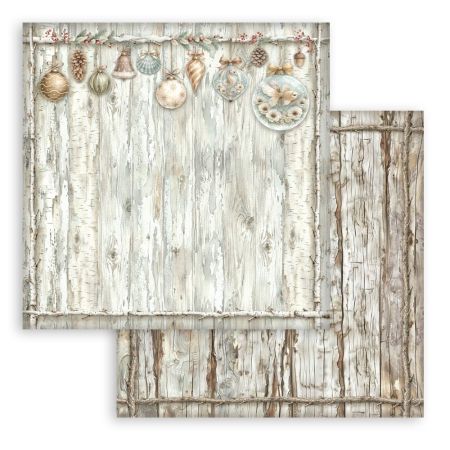 Дизайнерски скрапбукинг картон 30,5 х 30,5 см. - White Christmas wooden pattern