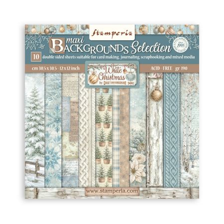 SCRAPBOOKING PAD 10+2 SHEETS - Backgrounds sheets - White Christmas