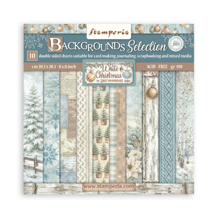 SCRAPBOOKING SMALL PAD 10+2 SHEETS CM 20,3X20,3 (8"X8") - Backgrounds sheets - White Christmas