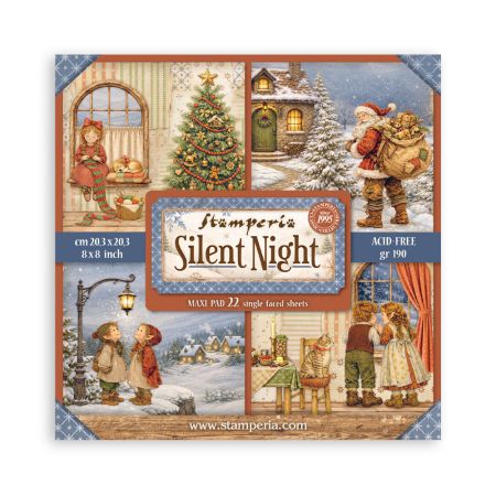 SCRAPBOOKING PAD 22 SHEETS CM 20,3X20,3 (8"X8") Single Face - Silent Night