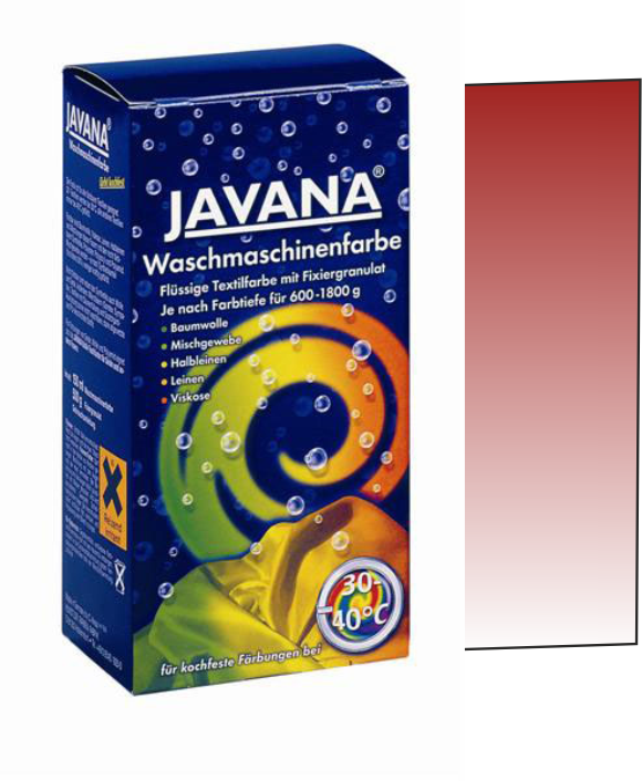 Javana, Germany - Профи текстилна боя за цялостно боядисване в пералня - ЧЕРВЕНА ТЪМНА