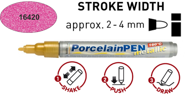 PORCELAIN METALLIC PEN - Металик маркер за порцелан - Metallic Pink