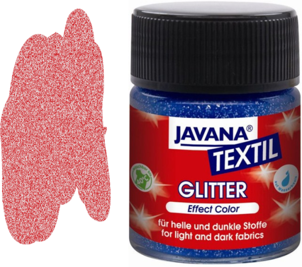 JAVANA GLITTER - Боя за рисуване върху текстил 50мл GLITTER RUBY RED