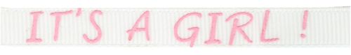 t's a Girl Ribbon - White/Pink 10mm  - Панделка  ролка 10 mm. X 20m